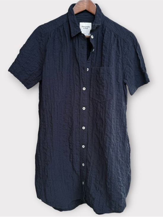 Abercrombie & Fitch Dresses & Skirts - Abercrombie & Fitch Navy Crinkled Short-Sleeve Shirt Dress